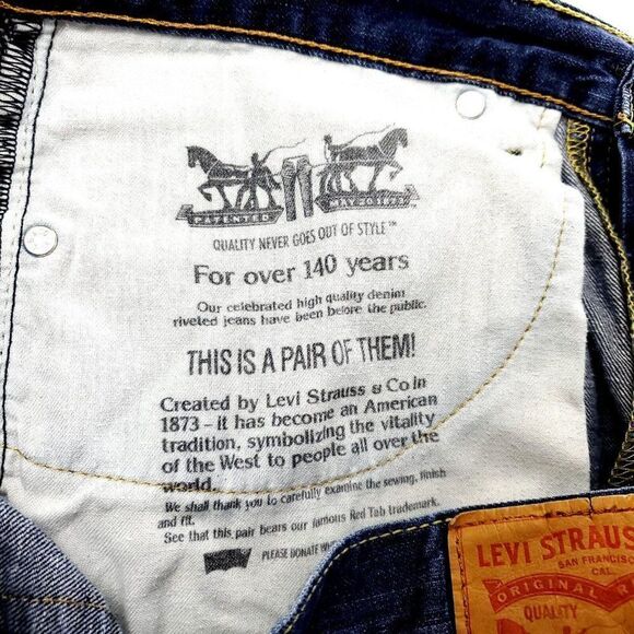 Levi's 505 Straight Regular Fit Blue Jeans 34/31 Enzyme Stone Wash Mid Rise‎ - Picture 6 of 8